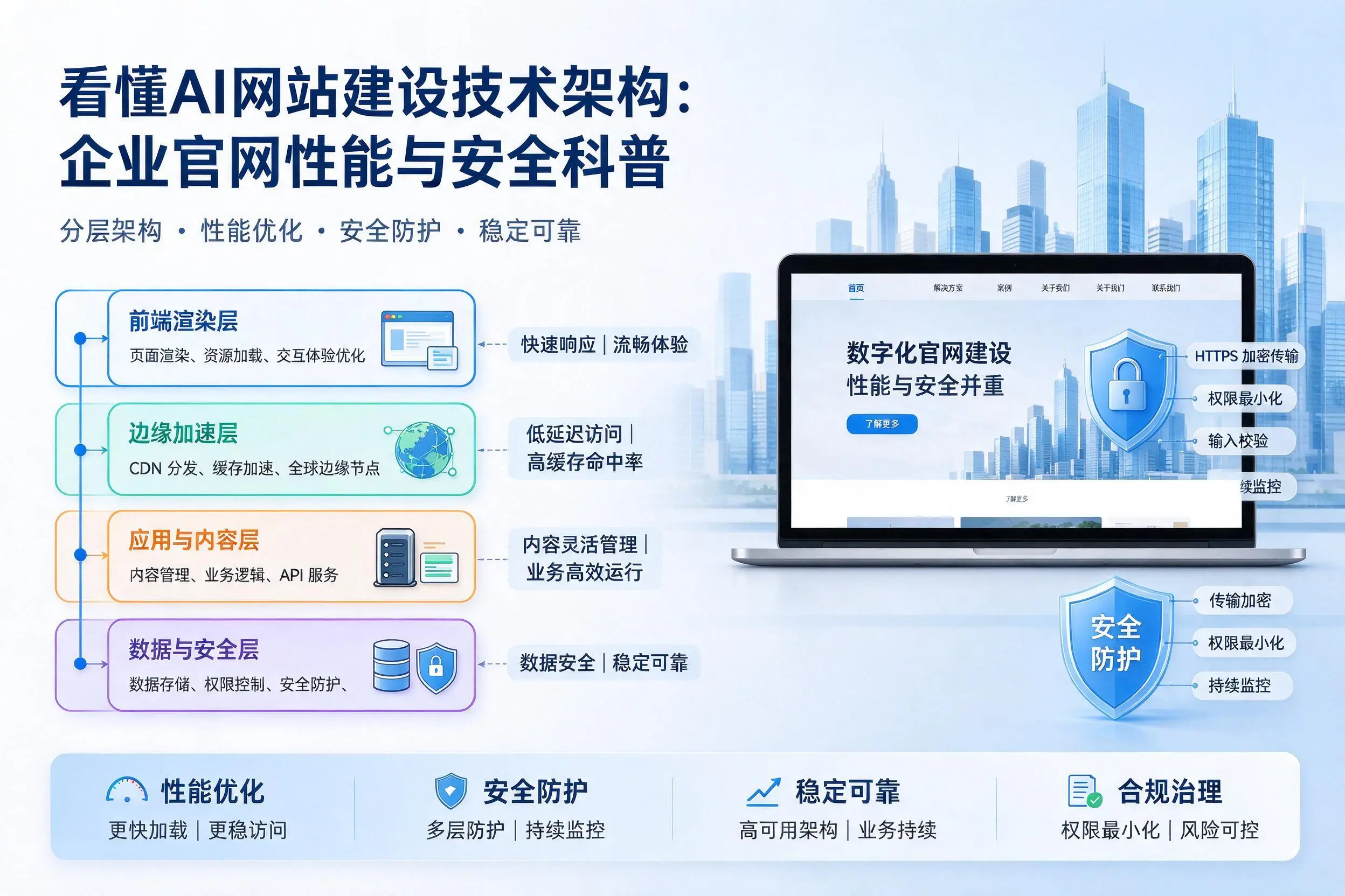 看懂AI网站建设技术架构:肇庆企业官网性能与安全科普