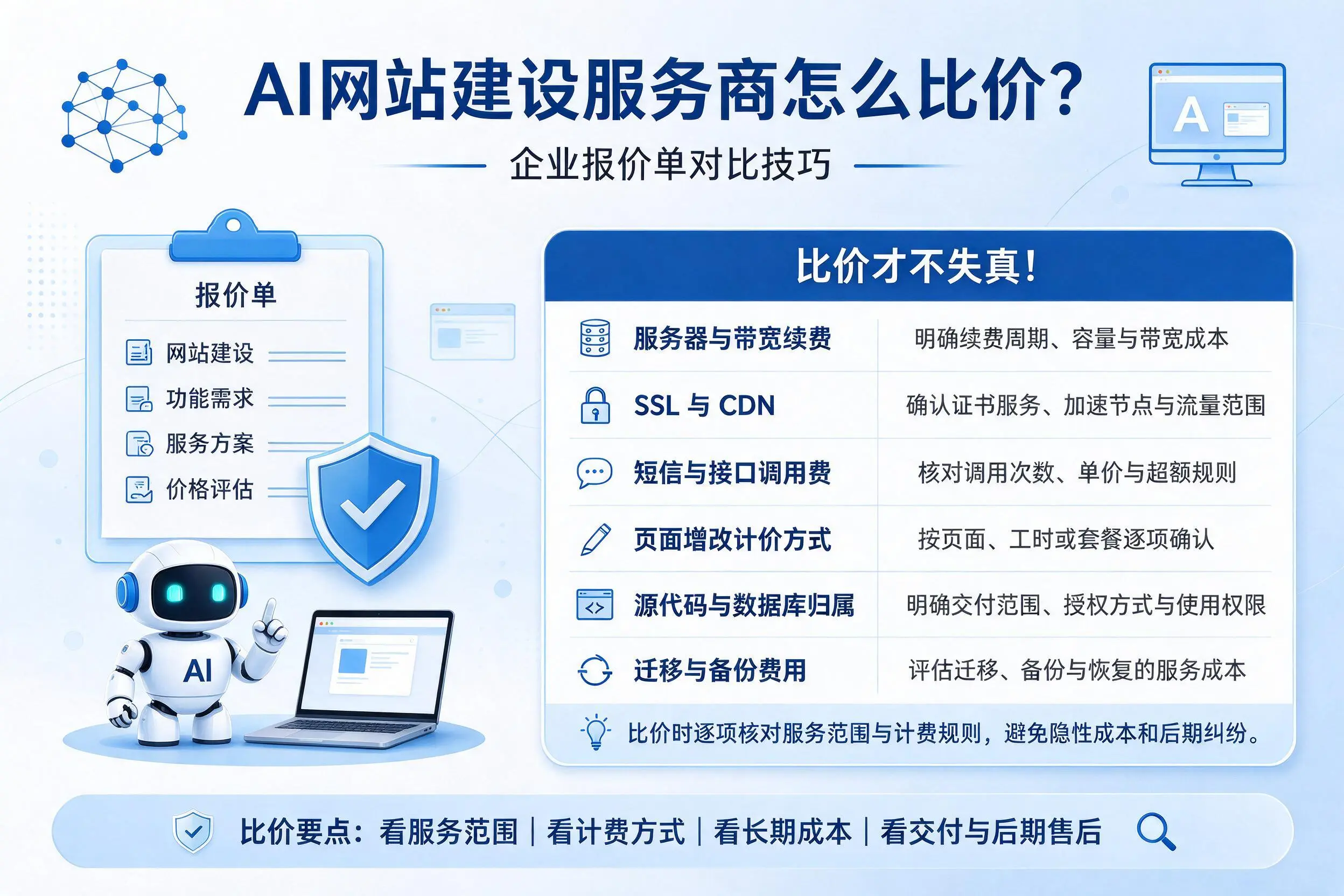 AI网站建设服务商怎么比价?肇庆企业报价单对比技巧