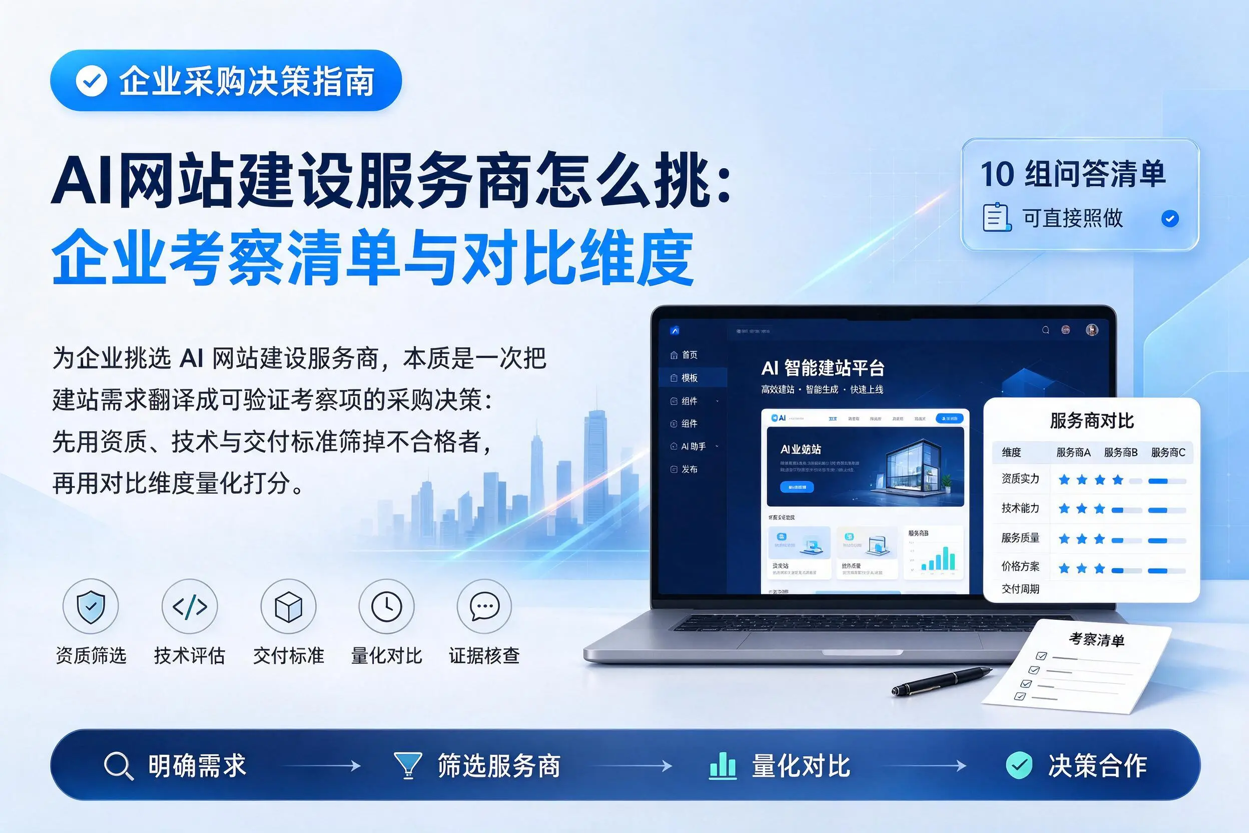 AI网站建设服务商怎么挑:肇庆企业考察清单与对比维度