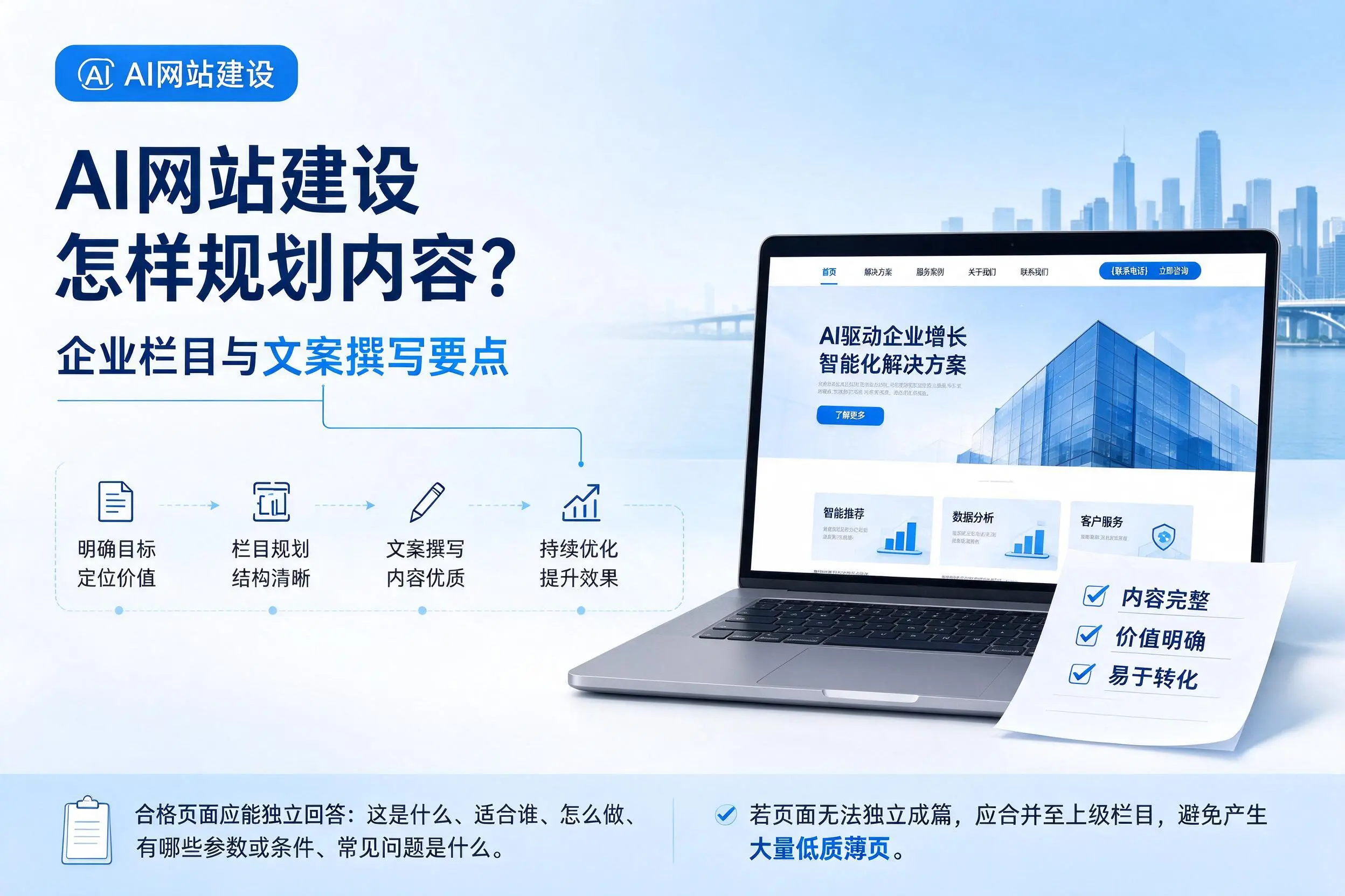 AI网站建设怎样规划内容?肇庆企业栏目与文案撰写要点