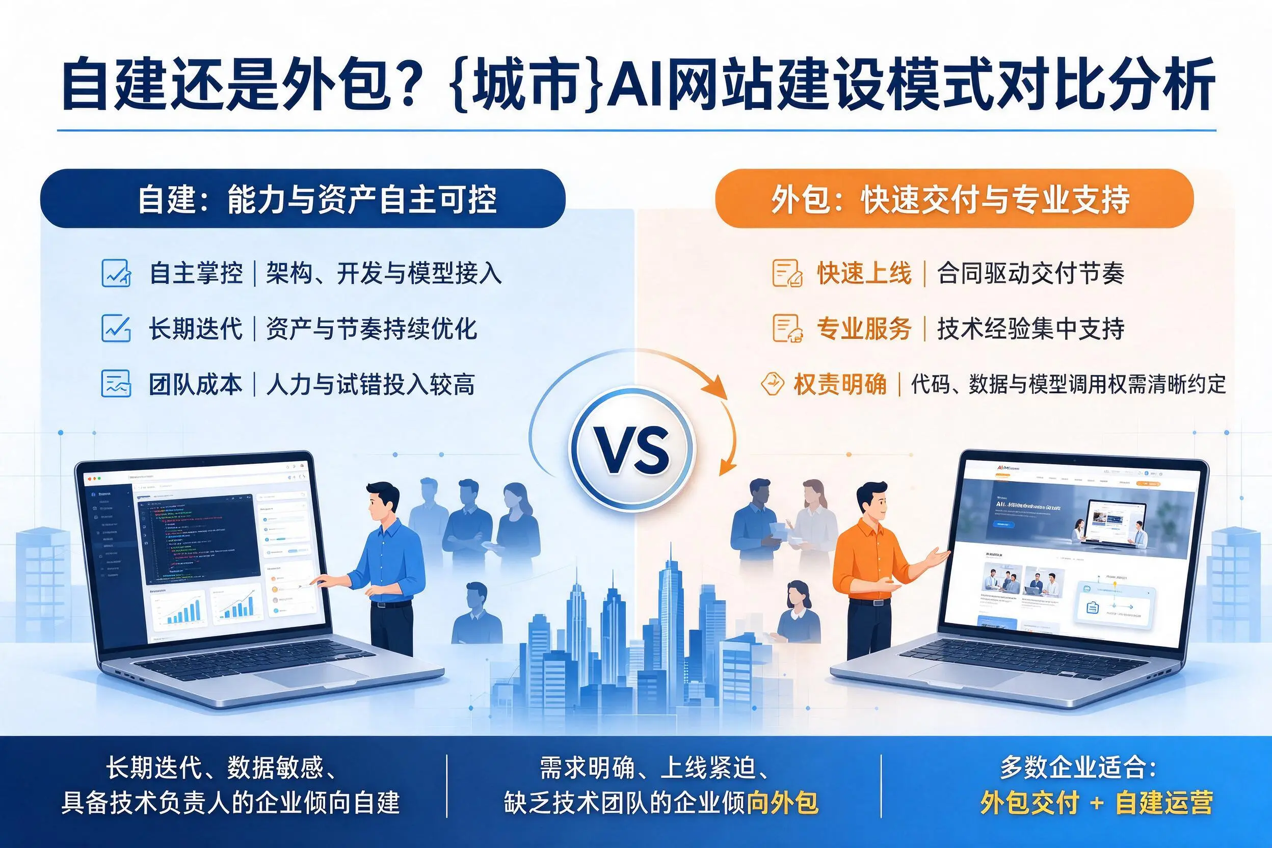 自建还是外包?肇庆AI网站建设模式对比分析