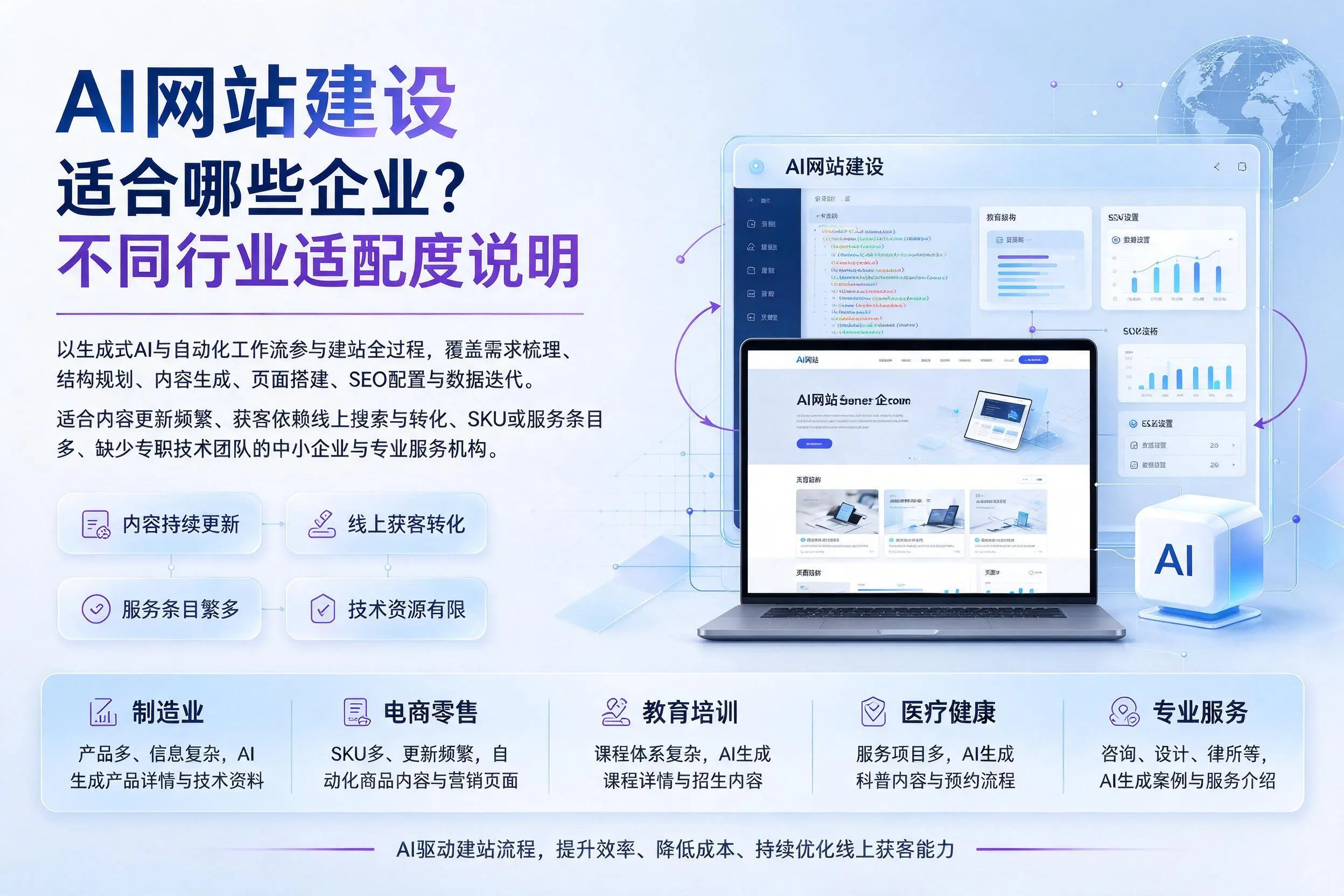 AI网站建设适合哪些企业?肇庆不同行业适配度说明